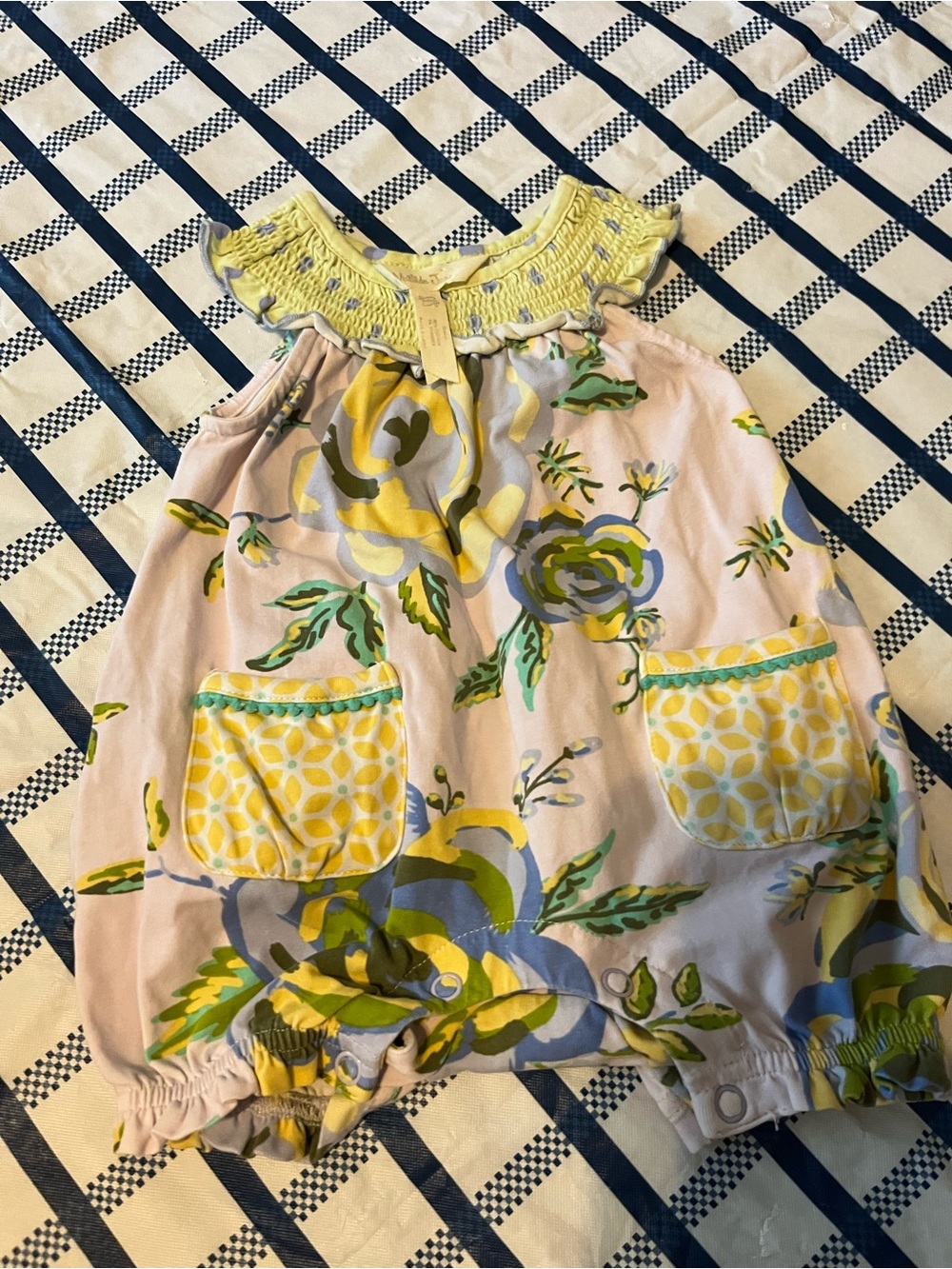 Matilda Jane Pink Floral Romper with Yellow Accents